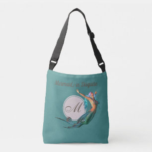 Mermaid Monogram Beautiful Aquamarin Custom Tragetaschen Mit Langen Trägern