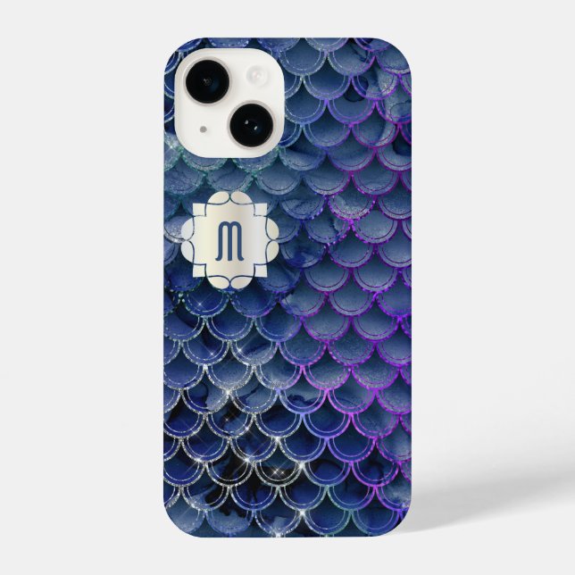 Mermaid Monogram Blue & Lila iPhone 14 Hüllen iPhone 14 Hülle (Rückseite)