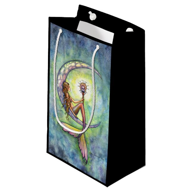 Mermaid Moon Fantasy Art Kleine Geschenktüte (Vorderseite Schrägansicht)