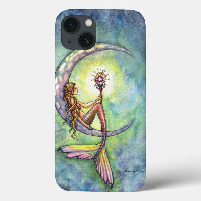 Mermaid Moon Fantasy Illustration Case-Mate iPhone Hülle (Rückseite)