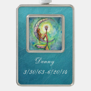 Mermaid Moon Remembrance Ornament - Custom Rahmen-Ornament Silber