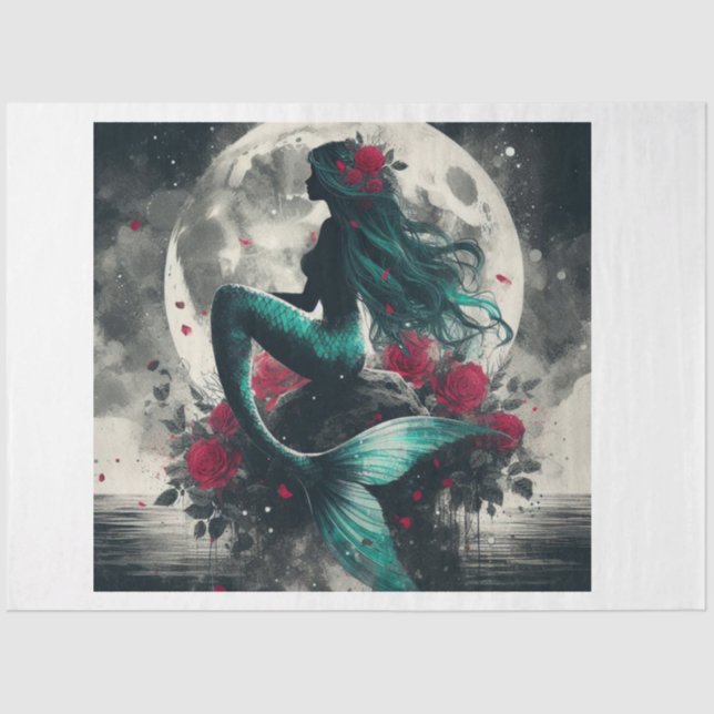 Mermaid Moon Rose Seidenpapier (Vorderseite)