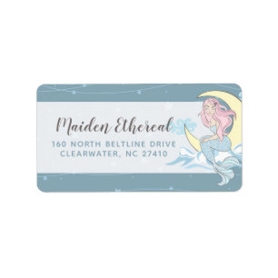 Mermaid Moon & Stars Mystical Sea Sirene Adresse Adressaufkleber