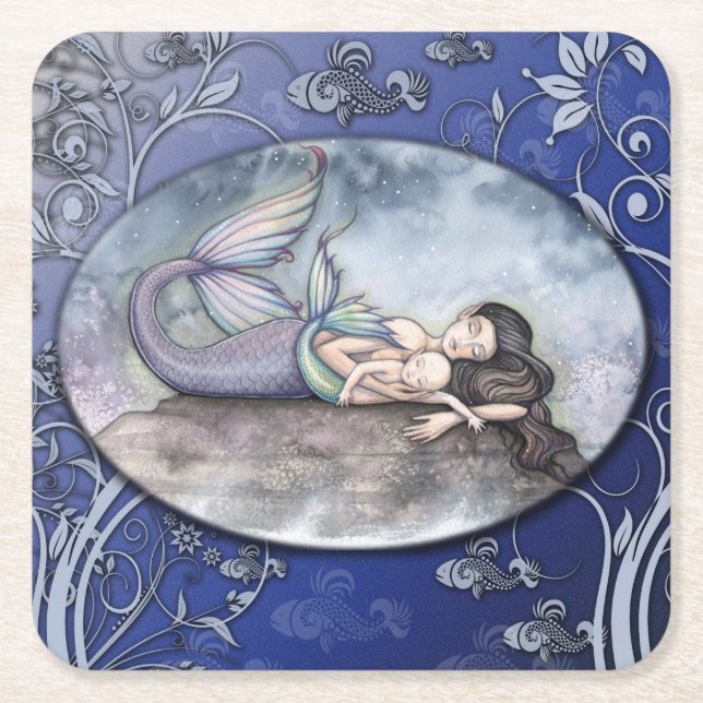 Mermaid Mother and Baby Shooting Untersetzer (Vorderseite)