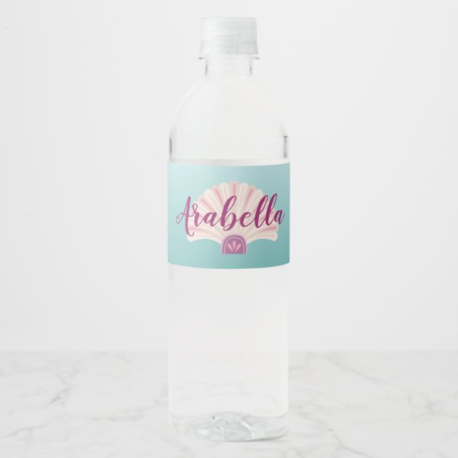 Mermaid Muschel Geburtstagswasser-Flasche (Vorderseite)