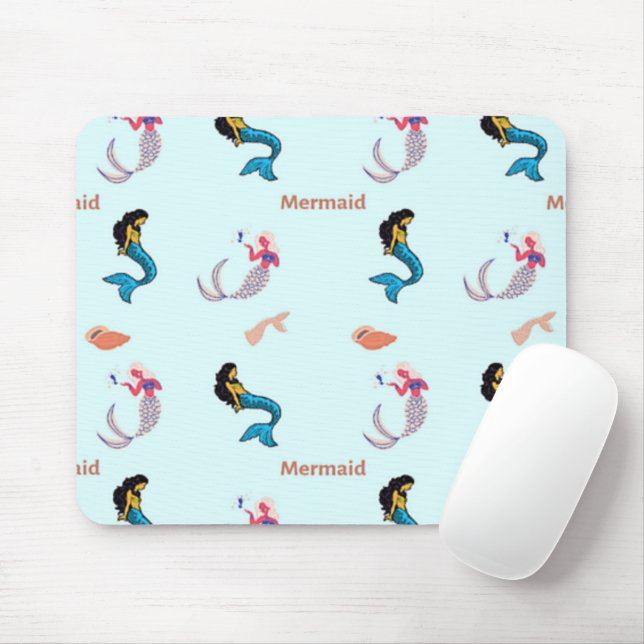 Mermaid-Muster in blau Mousepad (Mit Mouse)