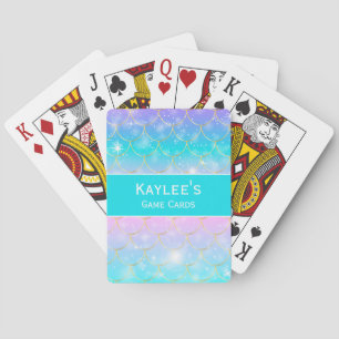 Mermaid-Muster, kundenspezifische Monogramm-Mädche Spielkarten