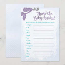 Mermaid Name the Baby Animal Game Cards Einladung
