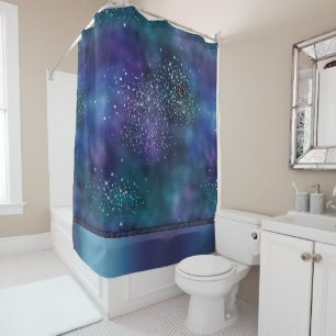 Mermaid Nautical Glam   Dunkelblau Lila Aquamarin Duschvorhang