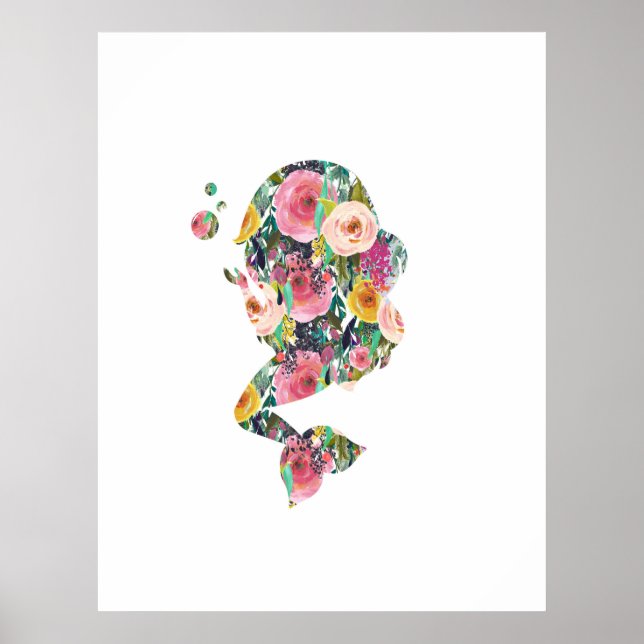 Mermaid nautische Wanddruckkunst Kinderzimmer Poster (Vorne)