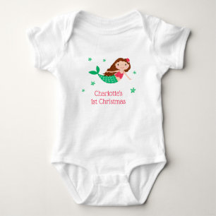 Mermaid Niedlich 1. Weihnachtsweiß Baby Strampler