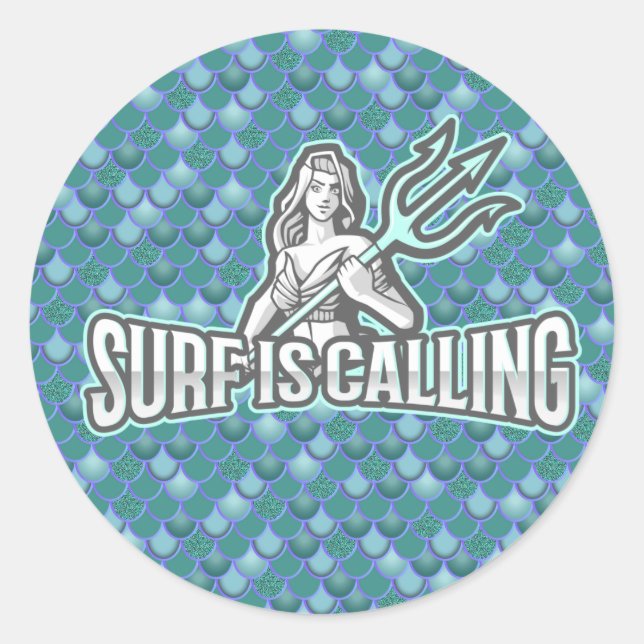 Mermaid Niedlich Blue Classic Round Aufkleber (Vorderseite)