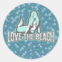 Mermaid Niedlich Blue Classic Round Aufkleber