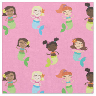 Mermaid Niedlich Cartoon Kids Print Fabric Stoff