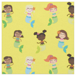 Mermaid Niedlich Cartoon Kids Print Fabric Stoff