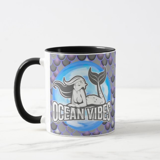 Mermaid Niedlich Grau Tasse (Links)