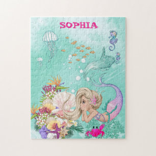 Mermaid Niedlich Green Starfish Personal Jigsaw Pu
