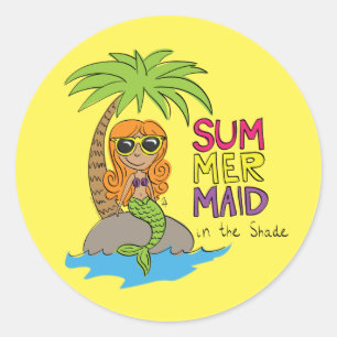 Mermaid Niedlich Kids Girls Runder Aufkleber