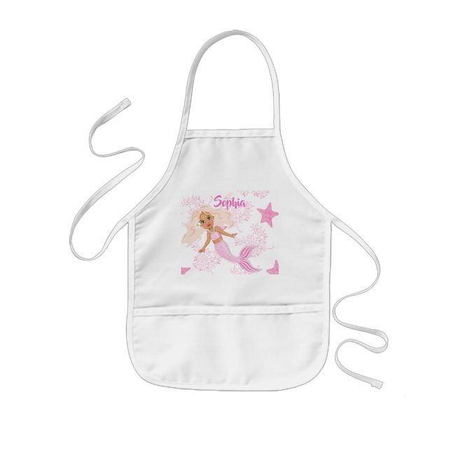 Mermaid Niedlich Pink Girl Starfish Kinderschürze (Vorne)