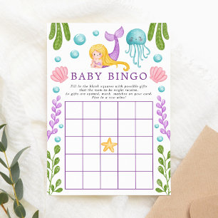 Mermaid Ocean Baby shower Bingo Invitation de jeu