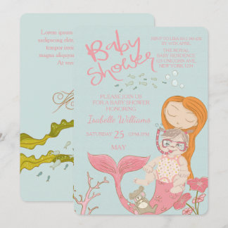 Mermaid Ocean Girl Pink Baby Dusche Einladung
