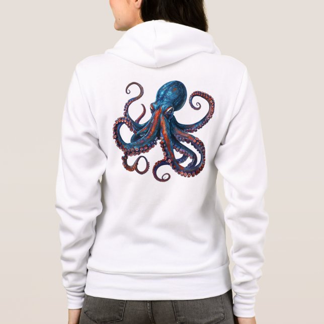 Mermaid Octopus Hoodie - Custom Monogram Zip Gift  (Rückseite)