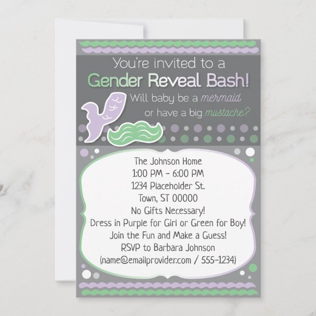 Mermaid oder Mustache Gender Reveal (Vorderseite)