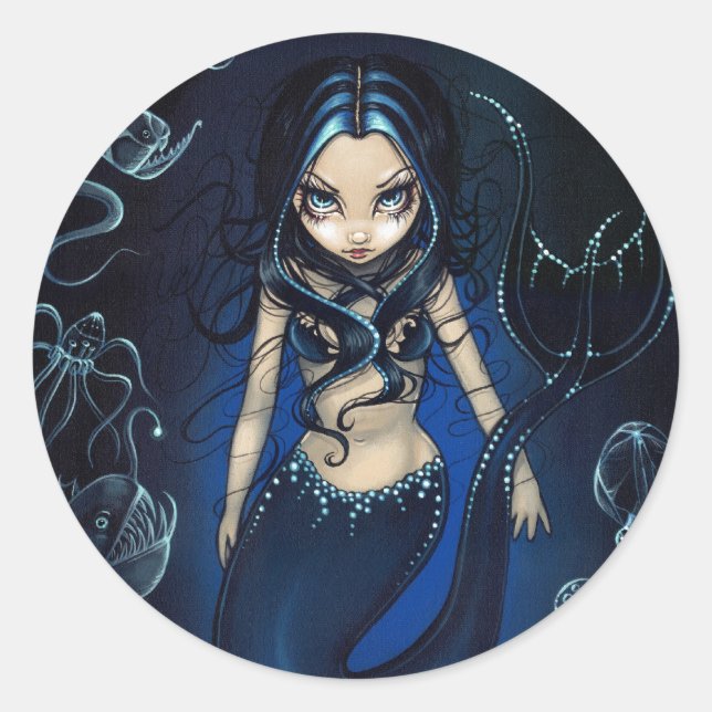 "Mermaid of the Deep"-Aufkleber Runder Aufkleber (Vorderseite)