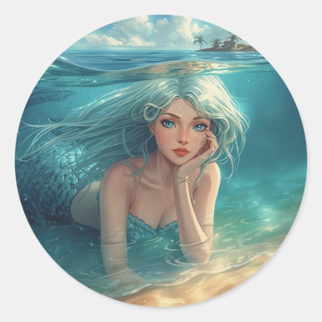 Mermaid of the Island Horizon Runder Aufkleber (Vorderseite)