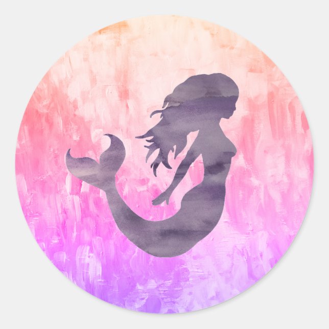Mermaid Ombre Painting Runder Aufkleber (Vorderseite)