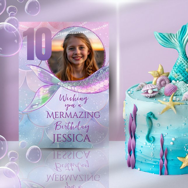 Mermaid One Photo 10th Birthday Card Karte (Von Creator hochgeladen)