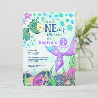 Mermaid ONEder the Sea 1. Geburtstag Einladung