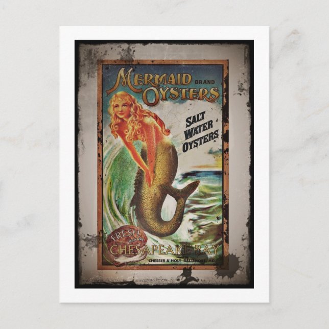 Mermaid Oyster Girl Postkarte (Vorderseite)