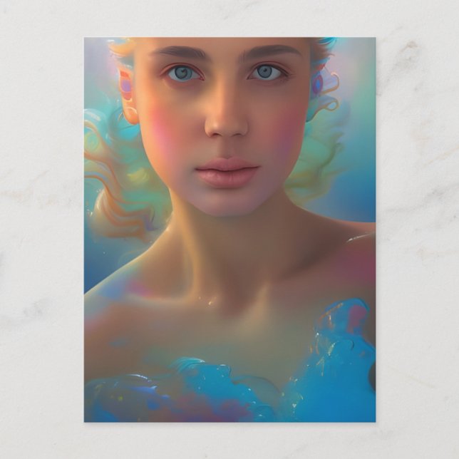 Mermaid Painting Postcard Postkarte (Vorderseite)