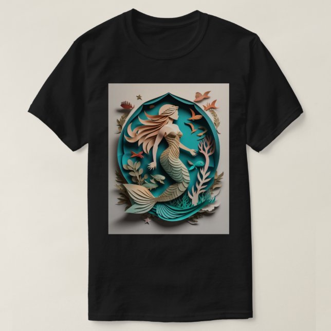 Mermaid Paper Art Design T - Shirt (Design vorne)
