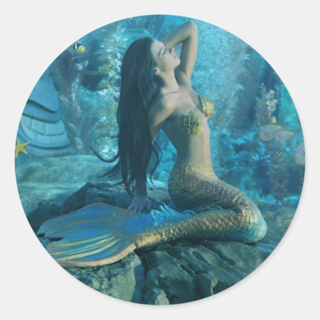 Mermaid Paradise Runder Aufkleber (Vorderseite)