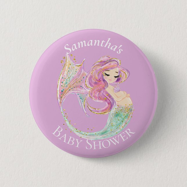 Mermaid Party Baby Showbutton Button (Vorderseite)