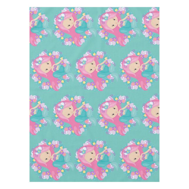 Mermaid Party Blue Tischdecke (Vorderseite)