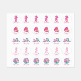 Mermaid Party Lila Blume Labels Etiketten