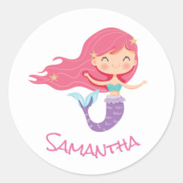 Mermaid Party Lila Classic Round Aufkleber