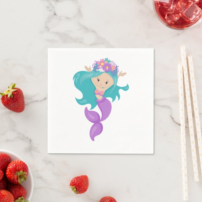Mermaid Party Lila Napkins Serviette (Beispiel)