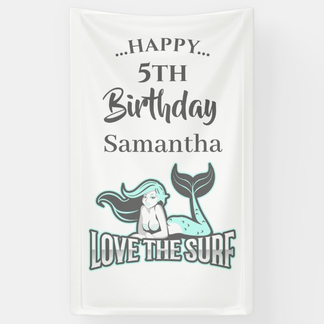 MERMAID PARTY NIEDLICH BLAUE Theme Banner (Vertikal)