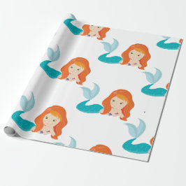 Mermaid Party Orange Wrapping Paper Geschenkpapier