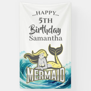 MERMAID PARTY Surf gelb Thema Banner