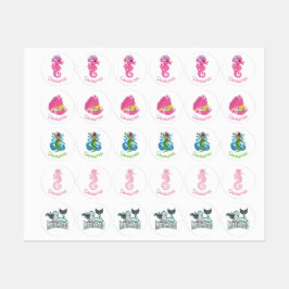 Mermaid Party Warrior Labels Etiketten