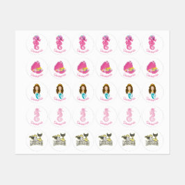 Mermaid Party YELLOW Labels Etiketten