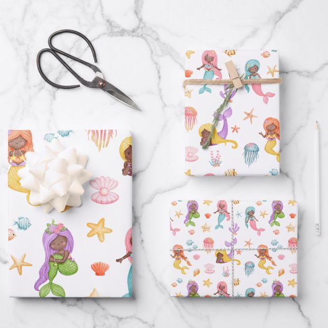 Mermaid Pattern Geschenkpapier Set (Vorderseite)