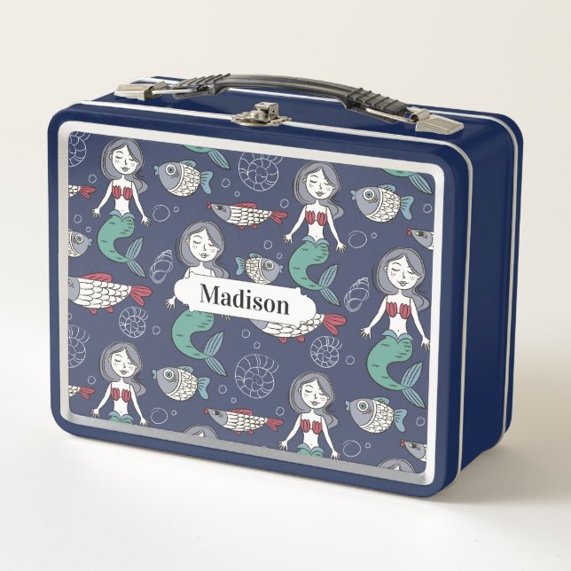 Mermaid Pattern individuelle Name Lunch Box (Vorderseite)