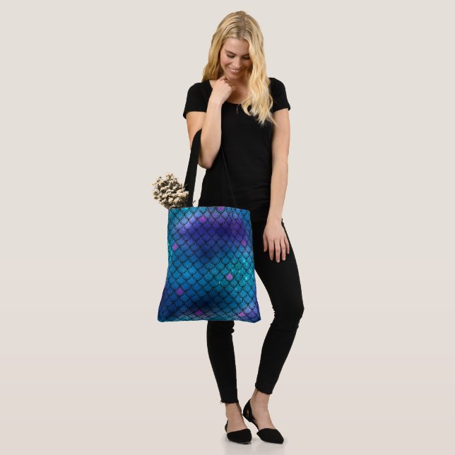 Mermaid Pattern Tote Bag - Customizable Beach Bag (Sur le modèle)