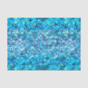 Mermaid Pattern Türkise Blue Scales Design Kunst Seidenpapier
